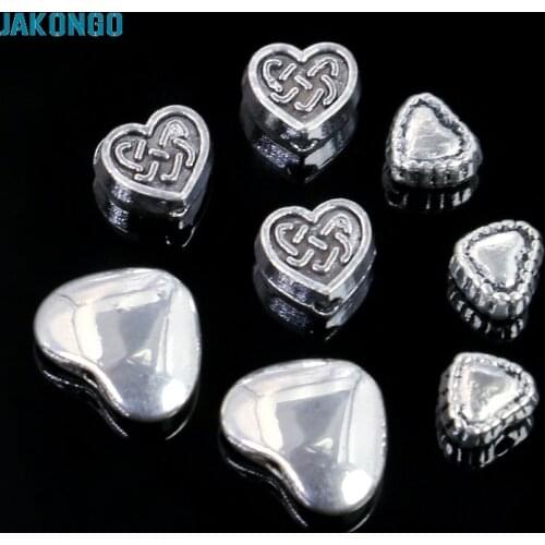 Antique Silver Plated Heart Spacer Beads Loose Beads fit European Bracelet Jewelry Making Jewelry Findings DIY Handmade Craft