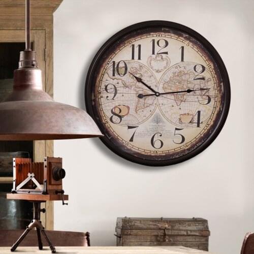 Handmade oversized vintage iron art clocks wall clock decoration retro clocks for living room creative clocks for bars and cafe