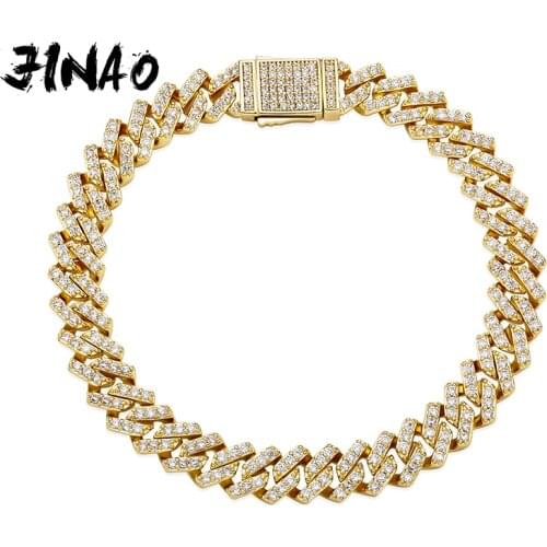 JINAO 8mm Full Iced Out High Quality AAA+ Cubic Zirconia Hip Hop Miami Cuban Chain Men and Women Jewelry For Gift