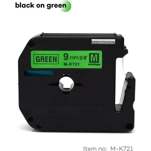 9mm MK-721 black on green label tapes M-K721 MK721 MK 721 mk721 mk-721 Compatible brother p-touch Label Printer for PT-80 PT-70