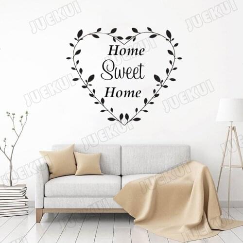 Home Sweet Home Twig Heart Pattern Removable Wall Stickers for Living Room Sweet Home Decor Vinyl Decals Windows Poster L939