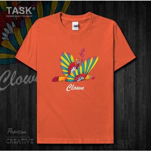 Clown fly cartoon illustration funny printed mens t-shirt short sleeve clothes o-neck comfort cotton casual Streetwear 04 0002
