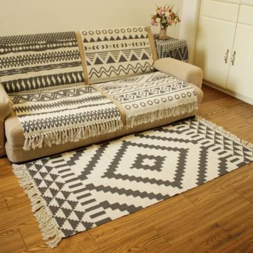 Cotton Tassel Home Weave Carpets Welcome Foot Pad Bedroom Study Room Floor Rugs Prayer Mattress