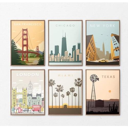 London New York San Francisco City Prints Canvas Wall Art Painting Modular Pictures Home Decor Poster Living Room No Framework