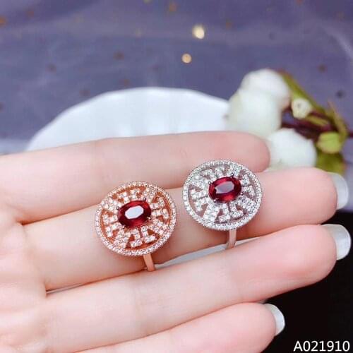 KJJEAXCMY boutique jewelry 925 sterling silver inlaid natural ruby gemstone female ring support detection trendy