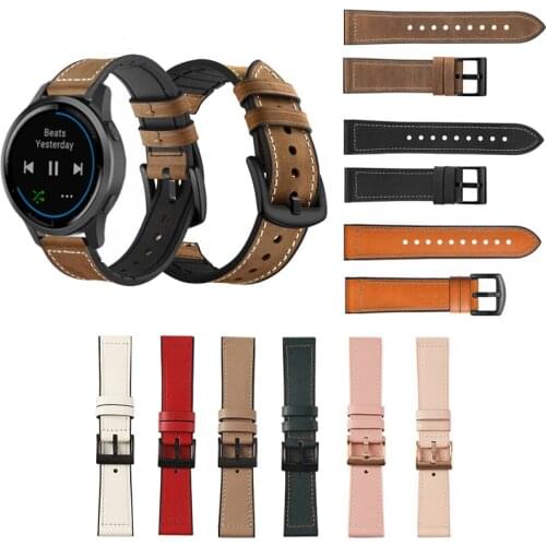 Leather Silicone Watch Band Strap for Garmin Vivoactive4 Smart Watch Repleacement Wrist band for garmin Active 22mm strap