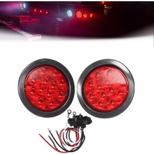 Krator 2PCS 12V Red 12LED 4" Round Backup Mount Indicator Turn Stop Brake Light for Car Truck Waterproof