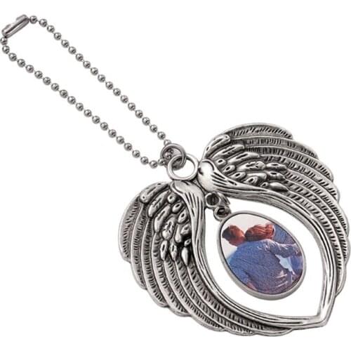 Angel Wing Sublimation Blank Pendant Heat Transfer Double-sided Printing Car Hanging Ornaments for Auto Home Decorations U2JF