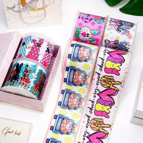 Top ribbons 50 yard per size Easter Day Ribbons printed grosgrain ribbon 49964