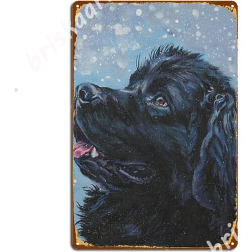 Newfoundland Dog Fine Art Painting Metal Signs Wall Decor Custom Club Bar Cinema Living Room Tin sign Posters