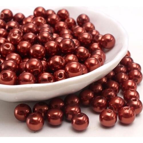 MHS.SUN A73 Red Coffee Color 4MM-30MM With Hole ABS Plastic Pearl Beads DIY Loose Spacer Beads For Necklace Bracelets Making