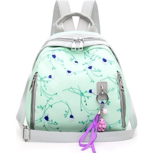 Flowers Embroidery Mini Bagpack Waterproof Travel Backpack Nylon School Bags Mochila Feminina Nylon Shoulder Bags Girls Rugzak