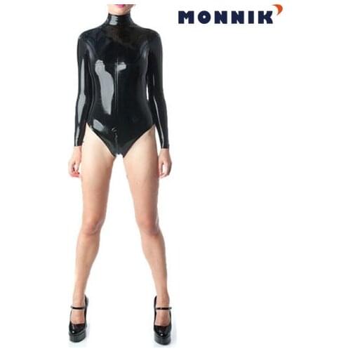 MONNIK latex1342 Latex Rubber Gummi Leotard Swimsuit jumpsuit long sleeves customized 0.4mm