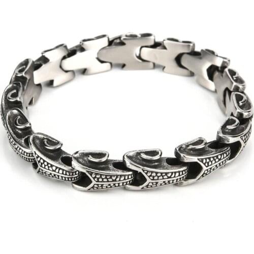 Men Chain Bracelet Punk Snake Link Chains Stainless Steel Black Gold Color Bangles Accessories Goth Mens Bracelets Jewelry