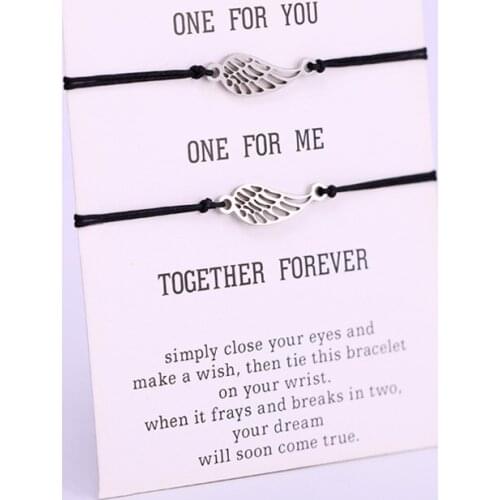 A SET-Wings Sailing Infinity Heart Stainless Steel Charm Bracelets Best Friends Lover Women Girl Couple Adjustable Jewelry