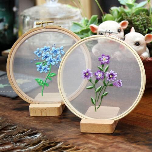 Mesh&Bamboo Embroidery Kit 1PC European Style Mesh DIY Embroidery Flower Painting Cross Stitch kit Beginner Material Kits