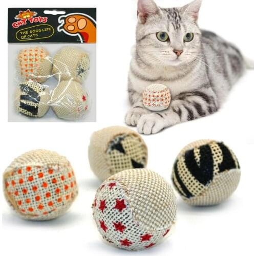 4Pcs/Set Canvas Ball Cat Ball Toy Creative Interactive Funny Canvas Cat Toy Kitten Toy Set Pet Supplies