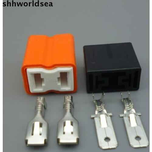 Shhworldsea 10Sets 2 Pin 6.3mm H7 Car ceramic connector Auto lamp holder plug Automotive Bulb Socket PLUG for Audi VW car ect