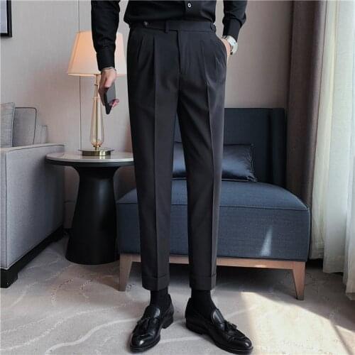2021 New Man Naples Pants High Waist Business Thin Drape Casual Korean Pencil Pants Trendy Mens Straight Trousers