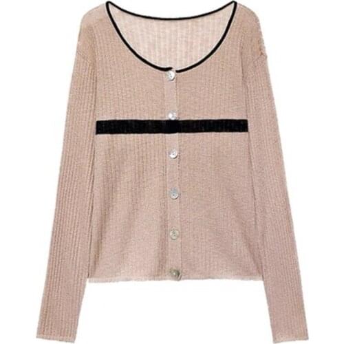2021 early autumn new loose casual round neck single-breasted thin ice linen sweater cardigan womens trend