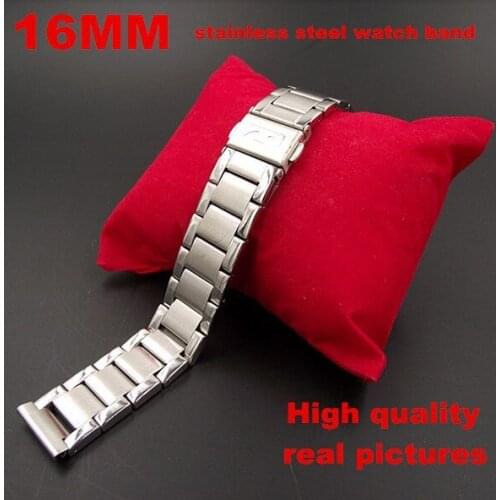 New arrived-1PCS High quality 16MM Solid Stainless Steel links Watch band Watch strap silver color-110904