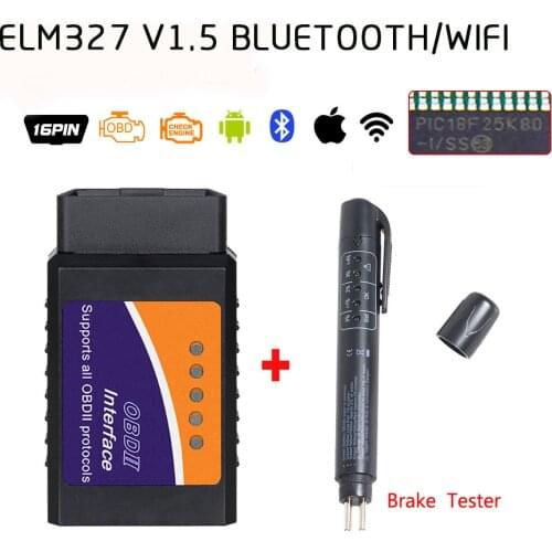New Elm327 V1.5 Bluetooth/WIFI OBD2 PIC18F25K80 Chip Code Reader ELM 327 OBDII V1.5 Diagnostic Tool Diesel/petrol ON Android/IOS