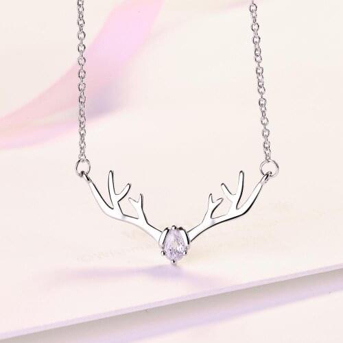 Новый год 2021 подарки Deer Antler Necklaces for Women naszyjnik Charms Simple Necklace Choker Fashion Jewelery Collier Femme
