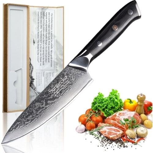 SUNNECKO 6.5" inch Chefs Knife Kitchen Knives Chef Knife Cutter Tools Japanese Damascus VG10 Steel Sharp Strong G10 Handle