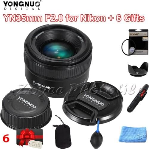 Yongnuo lens YN35mm F2N Wide-angle Large Aperture Fixed Auto Focus Lens For Nikon D7100 D3200 D3300 D3100 D5200 D90 free 6 gifts