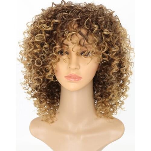 Luxury For Braiding Heat Resistant Fiber 14" Ombre Blonde Color Afro Kinky Curly High Temperature Synthetic Wigs
