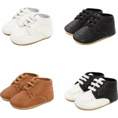 New 0-18M Baby Boy Girl Soft Sole Crib Shoes Anti-slip Sneaker PU Breathable Solid First Walkers