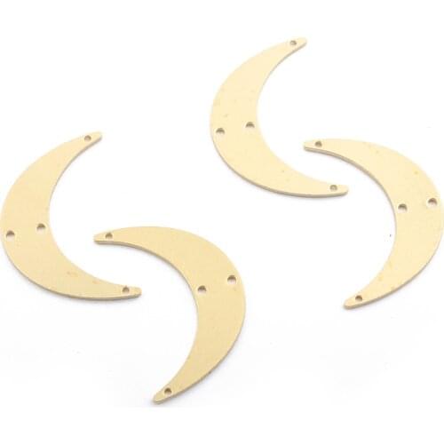 20pcs Charms Multi-Hole Moon Pendant Connector Statement Raw Brass Jewelry For Necklace Earring Bracelet Jewelry Making Findings
