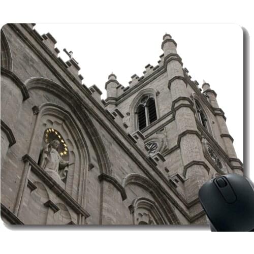 Rectangle Mouse Pad,Belief Faith Notre Dame Basilica in Montreal Rubber Mousepad Stitched Edges