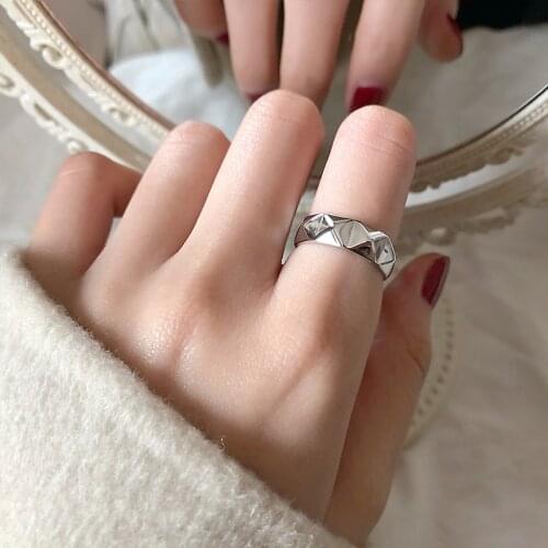 925 Sterling Silver Geometric Adjustable Engagement Ring For Women Gothic Punk Chunky Designer Thumb Minimalist Jewerly Gifts