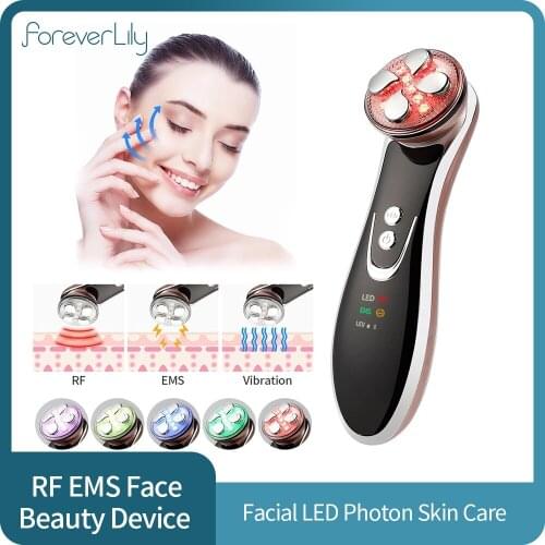 RF EMS 6Colors Face Lifitng Massager Skin Tightening Anti Aging Wrinkle Blackhead Removal LED Photon Vibration Beauty Device