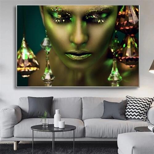 Modern Wall Decor Bling Makeup Women Canvas Painting Wall Art Posters Prints Wall Pictures for Living Room Home Wall Cuadros