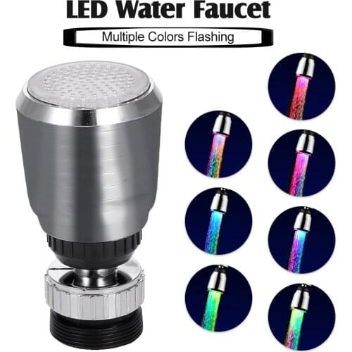 360 Rotate Swivel Faucet Nozzle Water Filter Adapter RGB LED Water Faucet Nozzle Filter Tap Aerator Diffuser Kitchen Accessory