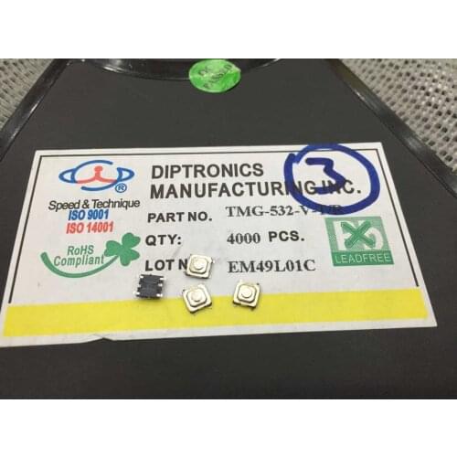 Taiwan Yuanda DIP TMG-532-V-T/R Tact Switch 5.2*5.2*1.5 Patch 4 feet Original