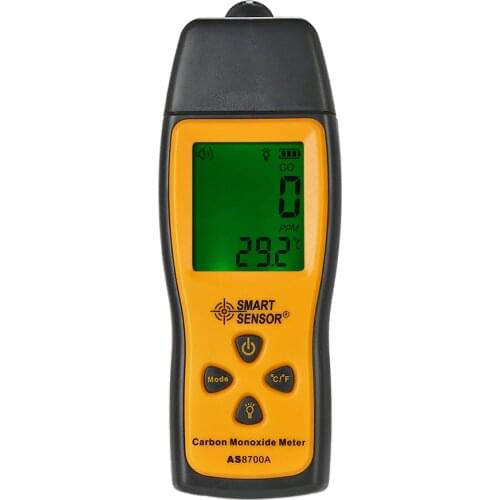 SMART SENSOR Handheld Carbon Monoxide Meter CO Gas Tester Monitor Detector Gauge LCD Display Sound and Light Alarm 0-1000ppm