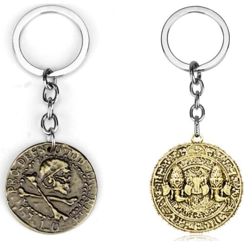 Uncharted 4 A Thiefs End Game Keychain Key Ring Pirate Coin Metal Keyring PS4 Metal Key Ring For Men Women Gifts Nathan Drake