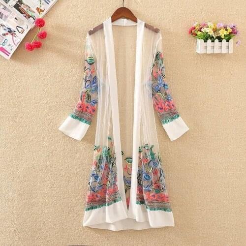 2020 casual Embroidered beach sunscreen womens long section summer and Korean shawl jacket thin cardigan Shirts m359