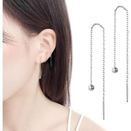 Todorova Long Chain Tassel with Ball Hanging Drop Earrings for Women Girls Female Dangle Earring Fashion Party Jewelry Brinco