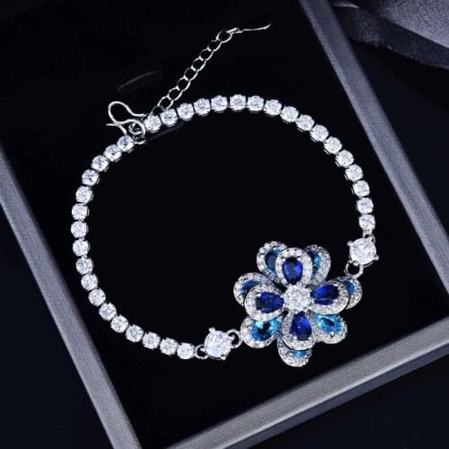 Fashion Flower Bracelet Charm Multilayer Petals With AAA Cubic Zircon Silver Luxury Europe America Jewelry For Women Party Gift