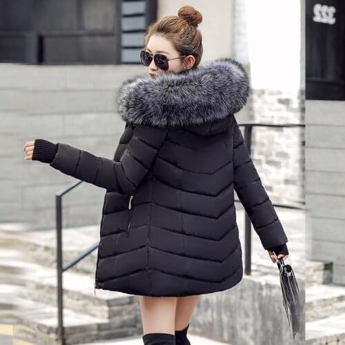 Winter jacket women 2020 Autumn Winter Cotton Medium long Coat Loose Casual Hooded Gloves Down Cotton Jackets Female