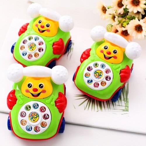 1Pcs Random Color Cute Cartoon Telephone Pattern Toys Early Education Gift for Kids Clockwork Phone Toys