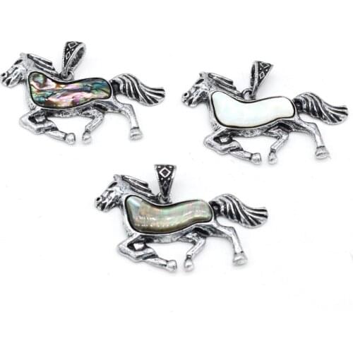 1pcs Natural Shell Pendant Horse Shape Abalone White Black Shell for Jewelry Making Earring Necklace Jewelry Gift Size 55x25mm
