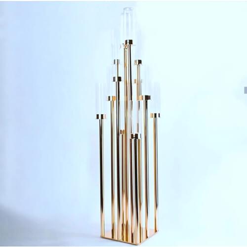 10pcs)Wholesale set pillar wedding 6heads/16 heads candle holder luxury gold metal gold candle holder yudao1113