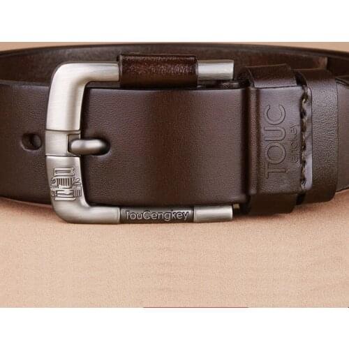 2019 Top Cow genuine leather belts for men alloy buckle fashion style FULL GRAIN male belt free shipping