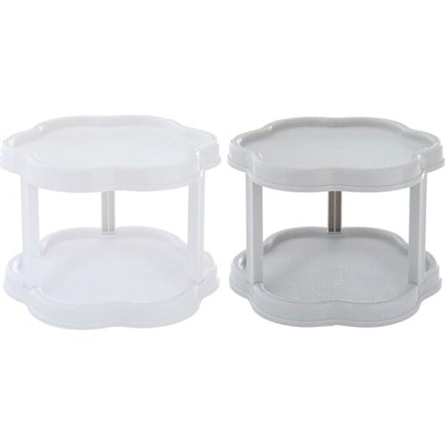 360 Rotation 2 Tier Kitchen Cabinet Organizer Spice Storage Rack Pantry Turntable 25cm