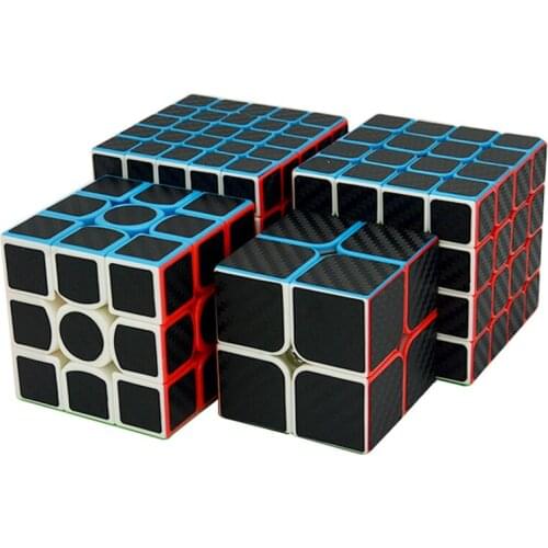 4pcs Lefun Cube Sytle 2x2x2 3x3x3 4x4x4 5x5x5 Magic Cube Frosted Stickerless with Black Carbon Fibre Sticker Toys For Children